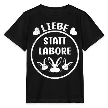 Tierschutz LIEBE STATT LABORE Tierversuch Frei - Stanley/Stella Kinder T-Shirt MINI CREATOR  - Schwarz - Vorne - Mikhail (115cm)