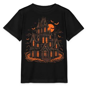 Haunted House Bats Halloween Full Moon - Stanley/Stella MINI CREATOR Kids’ T-Shirt - black - Front - Mikhail (115cm)
