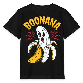Gruseliger Bananen Geist Boo - Halloween Cartoon - Stanley/Stella Kinder T-Shirt MINI CREATOR  - Schwarz - Vorne - Mikhail (115cm)