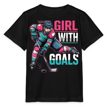 Girl With Goals Hockey Woman - Stanley/Stella MINI CREATOR Kids’ T-Shirt - black - Front - Mikhail (115cm)