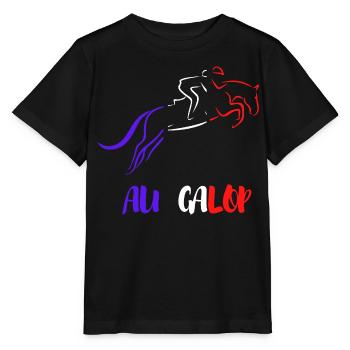 Au GALOP Bleu Blanc Rouge - T-shirt bio MINI CREATOR Stanley/Stella Enfant - noir - Devant - Mikhail (115cm)