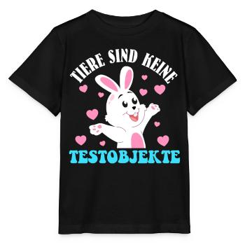 Animal welfare ANIMALS ARE NOT TEST OBJECTS FUNNY - Stanley/Stella MINI CREATOR Kids’ T-Shirt - black - Front - Mikhail (115cm)