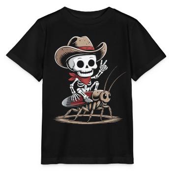 Cow-boy squelette sur cafard - T-shirt bio MINI CREATOR Stanley/Stella Enfant - noir - Devant - Mikhail (115cm)