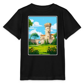 Chaves Portugal Schloss Turm Unter Blauem Himmel Poster - Stanley/Stella Kinder T-Shirt MINI CREATOR  - Schwarz - Vorne - Mikhail (115cm)