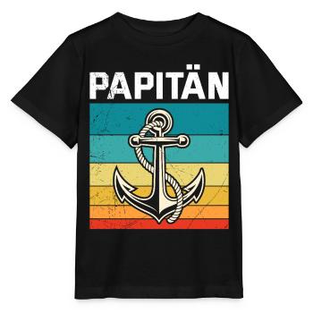 Zukünftiger Vater PAPITÄN Retro Lustiges - Stanley/Stella Kinder T-Shirt MINI CREATOR  - Schwarz - Vorne - Mikhail (115cm)