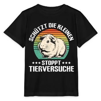 Tiere SCHÜTZT DIE KLEINEN STOPPT TIERVERSUCHE - Stanley/Stella Kinder T-Shirt MINI CREATOR  - Schwarz - Vorne - Mikhail (115cm)