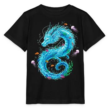 Wasserdrache mit Meeresbewohnern - Stanley/Stella Kinder T-Shirt MINI CREATOR  - Schwarz - Vorne - Mikhail (115cm)