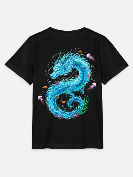 Wasserdrache mit Meeresbewohnern - Stanley/Stella Kinder T-Shirt MINI CREATOR  - Schwarz