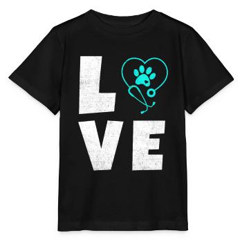 Tierliebe Logo mit Pfotenherz - Stanley/Stella Kinder T-Shirt MINI CREATOR  - Schwarz - Vorne - Mikhail (115cm)