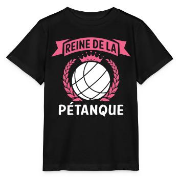 Pétanque Gift for Women Queen of Pétanque - Stanley/Stella MINI CREATOR Kids’ T-Shirt - black - Front - Mikhail (115cm)