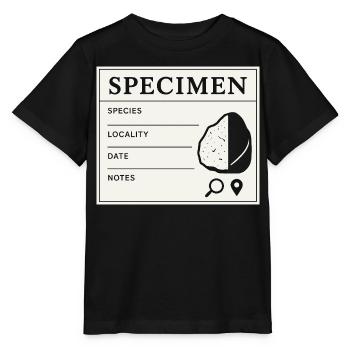 Étiquette de collection d’échantillons géologiques fossiles - T-shirt bio MINI CREATOR Stanley/Stella Enfant - noir - Devant - Mikhail (115cm)