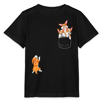 Lustiges Corgi-Taschen-Eimer-Hemd - Stanley/Stella Kinder T-Shirt MINI CREATOR  - Schwarz - Vorne - Mikhail (115cm)