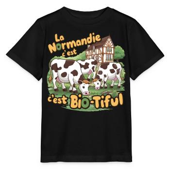 Normandie ist ein bio-tiful humorvolles Geschenk - Stanley/Stella Kinder T-Shirt MINI CREATOR  - Schwarz - Vorne - Mikhail (115cm)