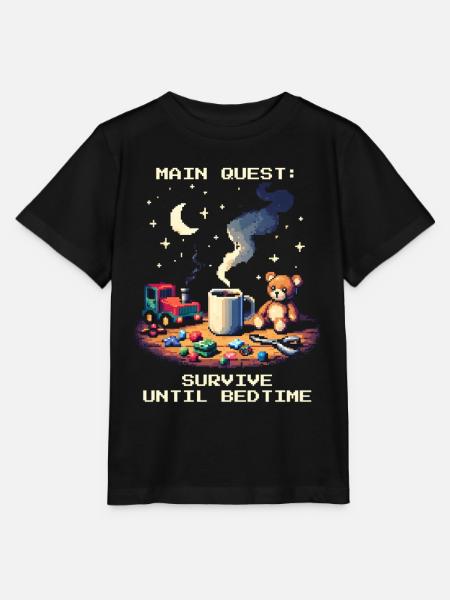 Hauptquest: Überleben bis Schlafenszeit | Eltern - Stanley/Stella Kinder T-Shirt MINI CREATOR - Schwarz