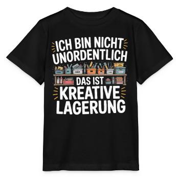 Creative Storage – Messiness with Style - Stanley/Stella MINI CREATOR Kids’ T-Shirt - black - Front - Mikhail (115cm)