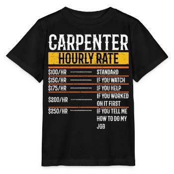 Charpentier Taux horaire Ouvrier Charpenterie Travail du bois - T-shirt bio MINI CREATOR Stanley/Stella Enfant - noir - Devant - Mikhail (115cm)