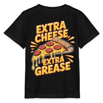 Pizza Foodie Extra Cheese Extra Fat Enjoyment for - Stanley/Stella MINI CREATOR Kids’ T-Shirt - black - Front - Mikhail (115cm)
