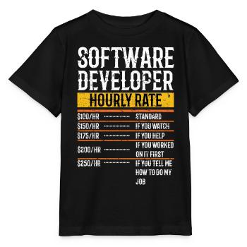 Développeur de logiciels Taux horaire Développeur de logiciels - T-shirt bio MINI CREATOR Stanley/Stella Enfant - noir - Devant - Mikhail (115cm)