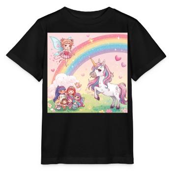 Rainbow Fairy and Unicorn Dream - Stanley/Stella MINI CREATOR Kids’ T-Shirt - black - Front - Mikhail (115cm)
