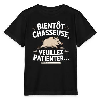 Bientôt chasseuse, veuillez patienter - T-shirt bio MINI CREATOR Stanley/Stella Enfant - noir - Devant - Mikhail (115cm)