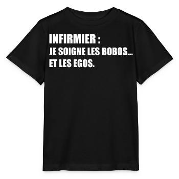 Infirmier : je soigne les bobos… et les egos - T-shirt bio MINI CREATOR Stanley/Stella Enfant - noir - Devant - Mikhail (115cm)