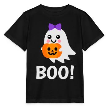 Halloween Design - Cute Ghost Jack o Lantern - Stanley/Stella MINI CREATOR Kids’ T-Shirt - black - Front - Mikhail (115cm)