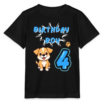 Birthday Shirt Dog 4 Years Birthday Boy - Stanley/Stella MINI CREATOR Kids’ T-Shirt - black - Front - Mikhail (115cm)