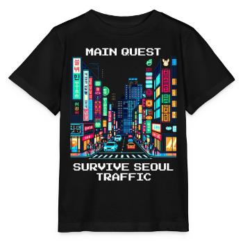 Quête principale : survivre au trafic de Séoul | Corée - T-shirt bio MINI CREATOR Stanley/Stella Enfant - noir - Devant - Mikhail (115cm)