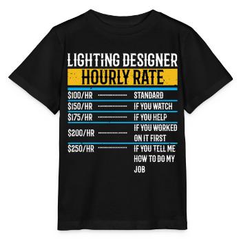Lichtdesigner Stundensatz Lustige Beleuchtung - Stanley/Stella Kinder T-Shirt MINI CREATOR  - Schwarz - Vorne - Mikhail (115cm)