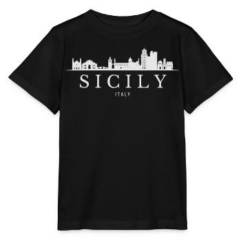 La silhouette de la Sicile, Italie de la Sicile - T-shirt bio MINI CREATOR Stanley/Stella Enfant - noir - Devant - Mikhail (115cm)