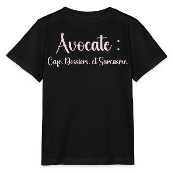 Avocate : café, dossiers et sarcasme - T-shirt bio MINI CREATOR Stanley/Stella Enfant - noir - Devant - Mikhail (115cm)