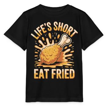 Poulet frit Foodie : la vie est courte manger frit - T-shirt bio MINI CREATOR Stanley/Stella Enfant - noir - Devant - Mikhail (115cm)