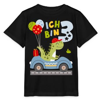 J'ai 3 ans, mon troisième anniversaire est un dinosaure. - T-shirt bio MINI CREATOR Stanley/Stella Enfant - noir - Devant - Mikhail (115cm)