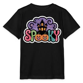 Château hanté Halloween Citrouilles - T-shirt bio MINI CREATOR Stanley/Stella Enfant - noir - Devant - Mikhail (115cm)