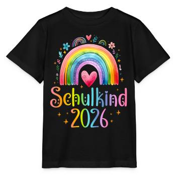 Écolier 2026 Cœur arc-en-ciel - T-shirt bio MINI CREATOR Stanley/Stella Enfant - noir - Devant - Mikhail (115cm)