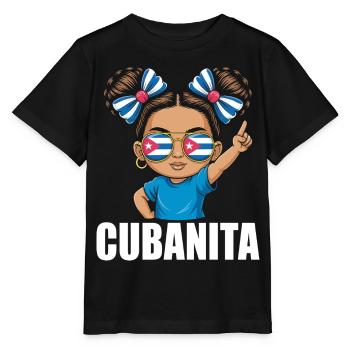 Cuba Flag Cute Cubanita Girls Women - Stanley/Stella MINI CREATOR Kids’ T-Shirt - black - Front - Mikhail (115cm)