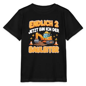 Kids 2nd Birthday Boy Excavator Construction Work - Stanley/Stella MINI CREATOR Kids’ T-Shirt - black - Front - Mikhail (115cm)