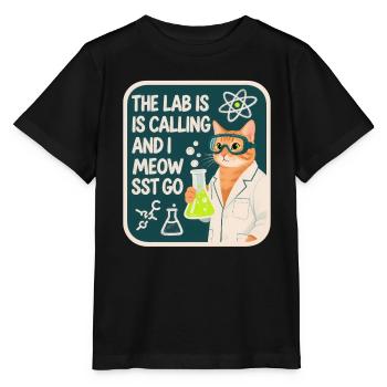 Le labo m’appelle et je miaou va science chat - T-shirt bio MINI CREATOR Stanley/Stella Enfant - noir - Devant - Mikhail (115cm)
