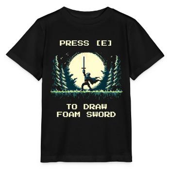 [E] press for foam sword | LARP Fun - Stanley/Stella MINI CREATOR Kids’ T-Shirt - black - Front - Mikhail (115cm)