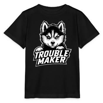 Troublemaker – Husky Puppy Portrait - Stanley/Stella MINI CREATOR Kids’ T-Shirt - black - Front - Mikhail (115cm)