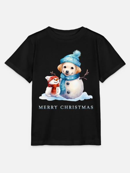 Fröhlicher Schneemann mit Hundeschneemann  - Stanley/Stella Kinder T-Shirt MINI CREATOR  - Schwarz
