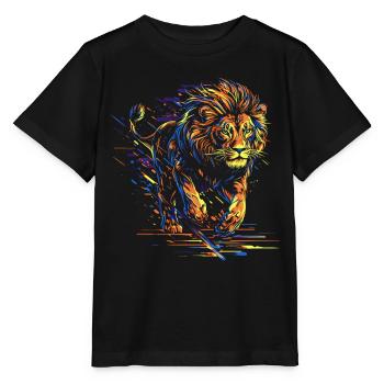 Lion Running Lion Head Colorful Predator Animal Wild - Stanley/Stella MINI CREATOR Kids’ T-Shirt - black - Front - Mikhail (115cm)
