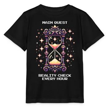 Main Quest: Hourly Reality Check | Lucid dream - Stanley/Stella MINI CREATOR Kids’ T-Shirt - black - Front - Mikhail (115cm)