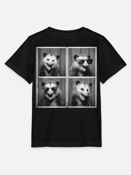 Lustig Opossum Fotobox Vintage Selfie - Stanley/Stella Kinder T-Shirt MINI CREATOR - Schwarz