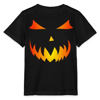 Gourde de flamme Halloween motif citrouille visage fantôme - T-shirt bio MINI CREATOR Stanley/Stella Enfant - noir - Devant - Mikhail (115cm)