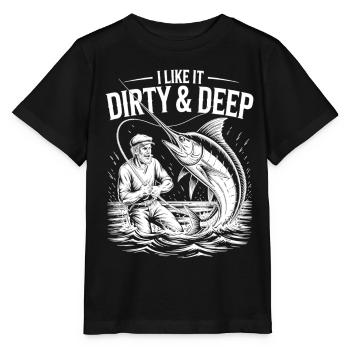 Dirty & Deep – Motif de pêcheur amusant pour hommes - T-shirt bio MINI CREATOR Stanley/Stella Enfant - noir - Devant - Mikhail (115cm)