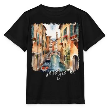 Venedig Aquarell, Ich liebe Venedig - Stanley/Stella Kinder T-Shirt MINI CREATOR  - Schwarz - Vorne - Mikhail (115cm)