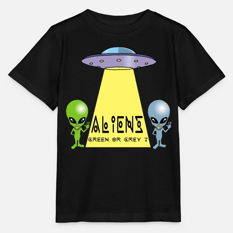 Extraterrestre vert ou gris ? - T-shirt bio MINI CREATOR Stanley/Stella Enfant - noir