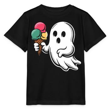 Geist mit Eiscreme Popart - Stanley/Stella Kinder T-Shirt MINI CREATOR  - Schwarz - Vorne - Mikhail (115cm)