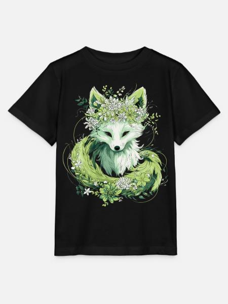 Kitsune Fuchs Boho Blumen Natur - Stanley/Stella Kinder T-Shirt MINI CREATOR  - Schwarz